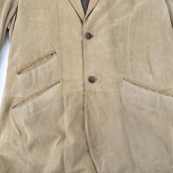 Banana Republic Men's Lamb Suede Suit Jacket Business Casual Classic Tan Size L - Picture 6 of 13